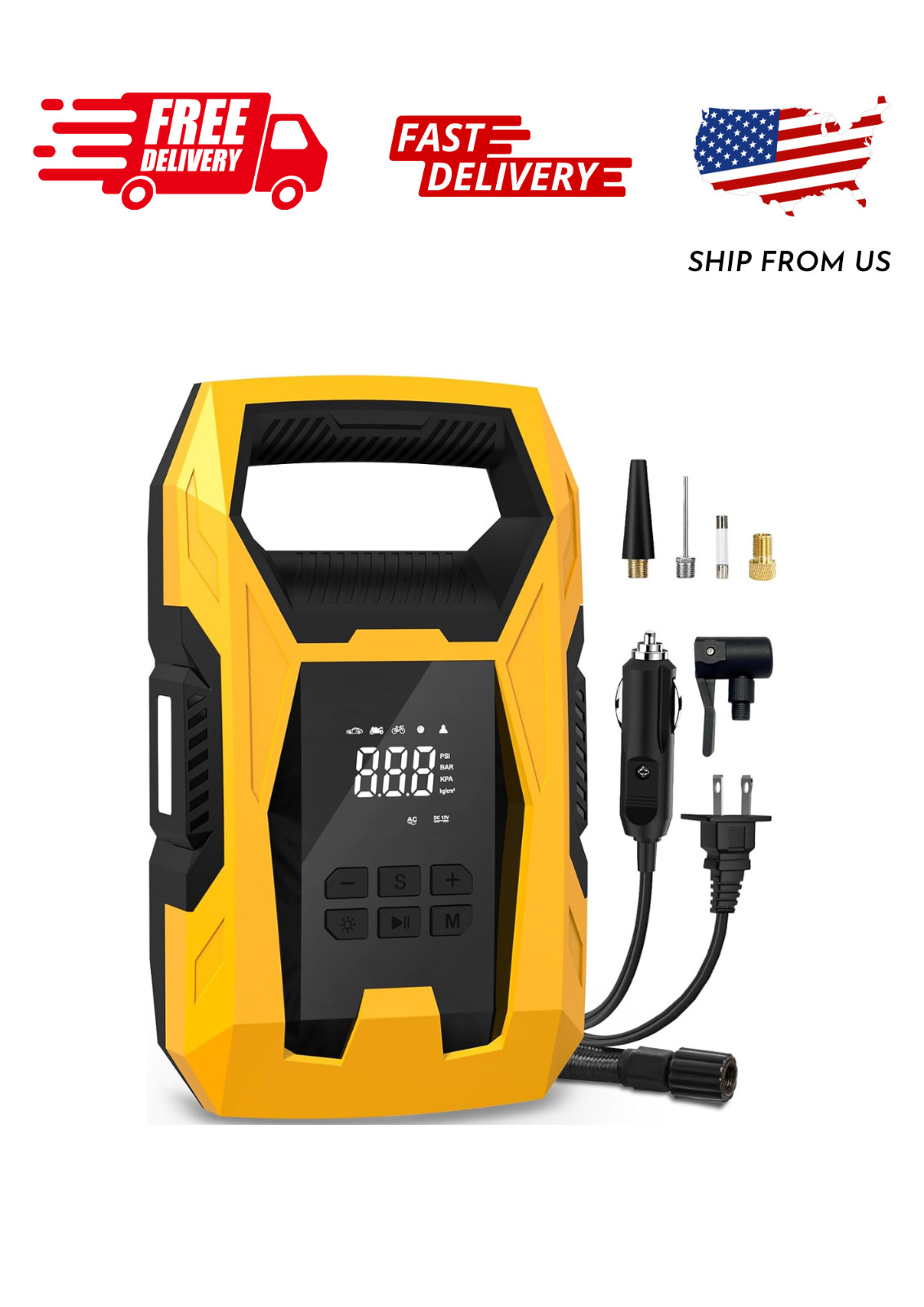 CARSUN AC/DC Tire Inflator Portable Air Compressor, Dual Pow