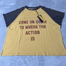 Rhude Shirt Mens Large Mustard Black Action No Sleeve Raglan Graphic New Tags