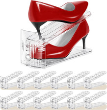 Shoe Slots Organizer 12 Pack - Shoe Stacker,3 Levels Adjustable,Space Savers 50 