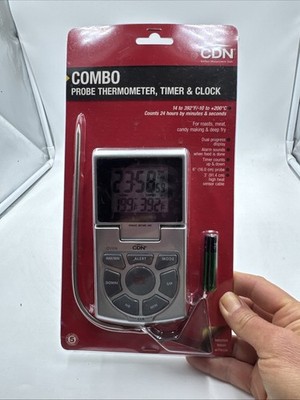 CDN Combo Probe DTTC-W thermometer timer clock meat candy fry 6'' probe alarm