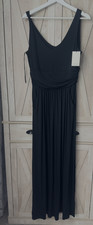 Adrienne Vittadini Black Solid Sleeveless Elegant Evening Dress Large Brand New