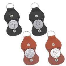 4 Pcs Guitar Pick Keychain,Quarter Holder Keychain,Leather Quarter Keychains 