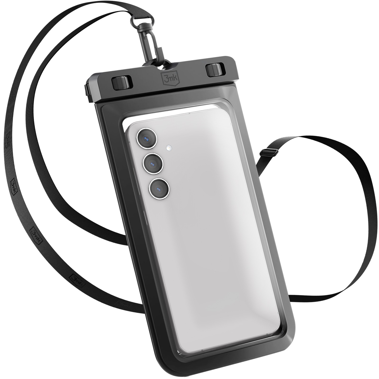 Housse étanche universelle 3mk avec dragonne pour smartphone et argent transparent