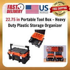 TACTIX 320658 22.75 in Portable Tool Box – Heavy Duty Plastic Storage Organizer