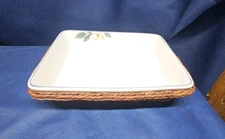 Vintage Citation Stoneware "Savannah Grove" Rectangular Baker W/Basket Holder