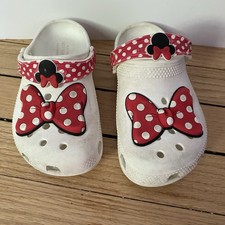 Crocs x Minnie Mouse Toddler C11 Little Girls Clogs Red White Summer Beach Bow