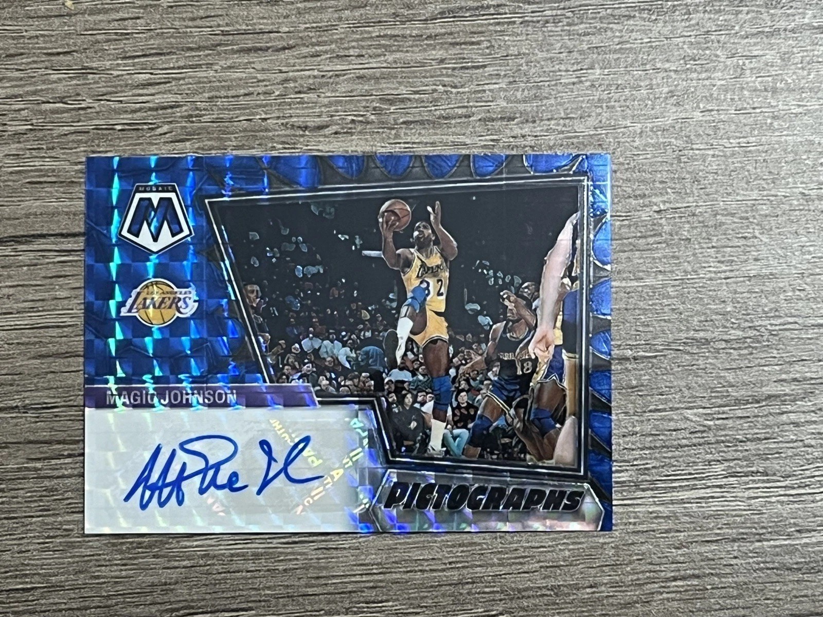 2022 Mosaic Magic Johnson Pictographs Blue Autograph /49