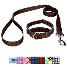 Country Brook Petz Martingale Collar and Leash - Plaid and Argyle Collection