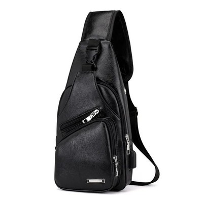 2026 New Leisure Men's Shoulder Bag Outdoor Sports USB Charging Chest Bag Men's 