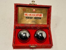VINTAGE Baoding Balls Chinese Hand Therapy Exercise Balls Stress Relief Red Box