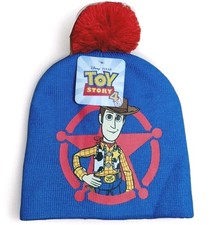 Toy Story Woody Beanie Hat Blue Red PomPom Knit Disney Pixar Child's One Size