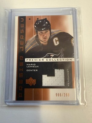 2002-03 Upper Deck Premier Mario Lemieux Game-Used Jersey # MATCH 66/299 FM