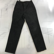Lauren Ralph Lauren Dress Pants Womens 10 Black Suede Leather Straight Leg Lined