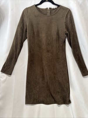 Women s Brown Astar Dress Zip Up Faux Suede
