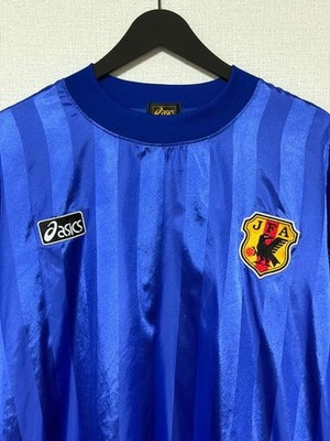 Japan 1998 Training Top Asics L JFA Flame Logo Blue Vintage Soccer