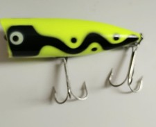 Heddon Chugger Spook Topwater Lure Fluorescent Yellow/Black Vintage Fishing