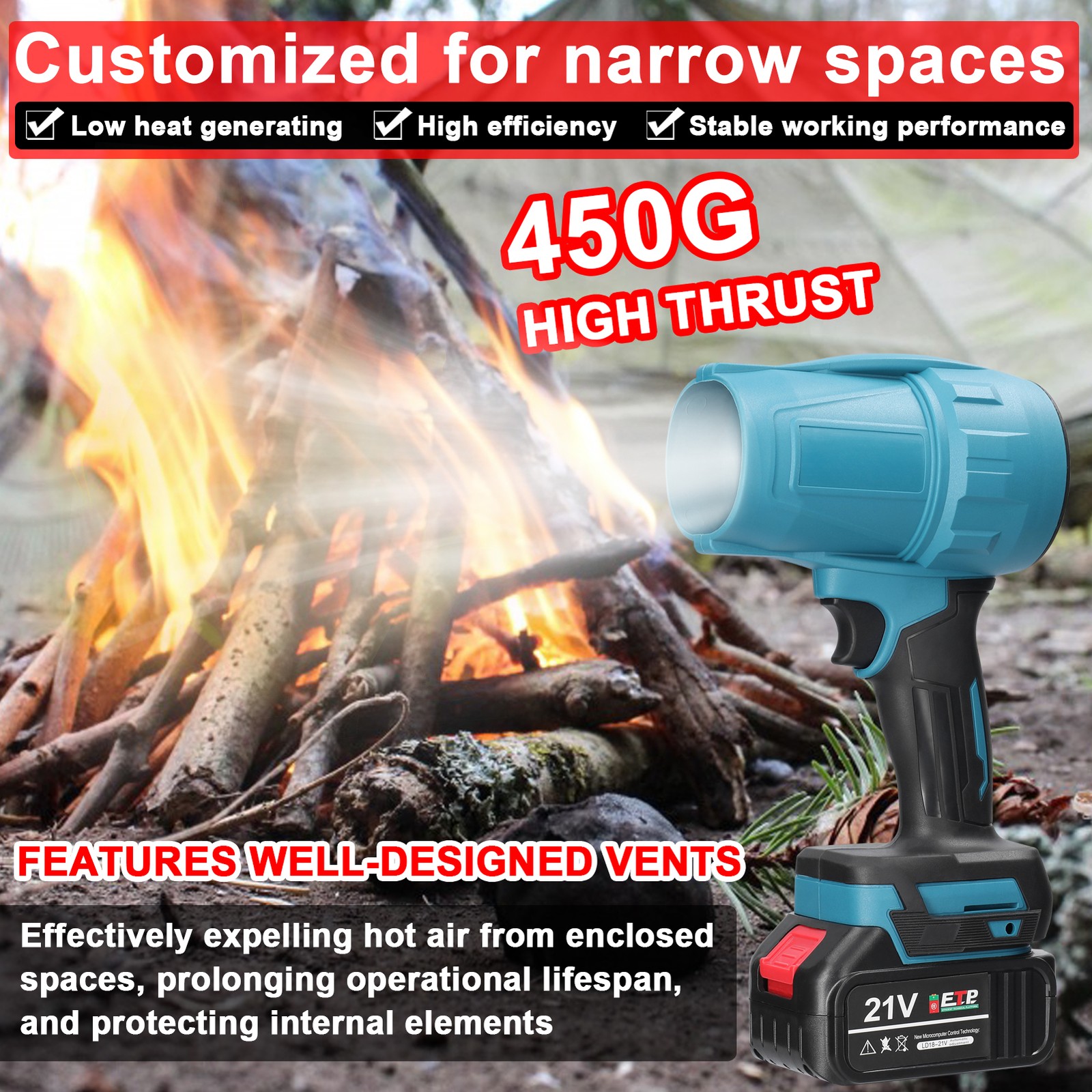 Handheld Ducted Turbofan High Power Jet Fan Lithium Violent Fan Multifunctional