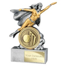 Cricket Superhero Female Resin Trophy Award Engraved Free