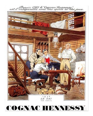 Vintage Skih�tten Wandkunst Retro Druck im Stil von 1938 Ski Lodge Wal