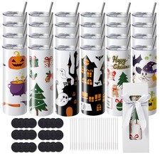 Uimoso 24Pack Straight Sublimation Tumblers Bulk Blank 20oz StainlessSteel White