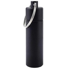 Small Pill Box Waterproof Keychain Holder Portable Travel 2.55, Black