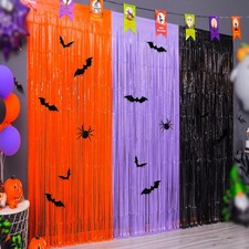 Mega-L Halloween Party Decorations, 3 9.9 x 6.6 ft, Black Orange and Purple