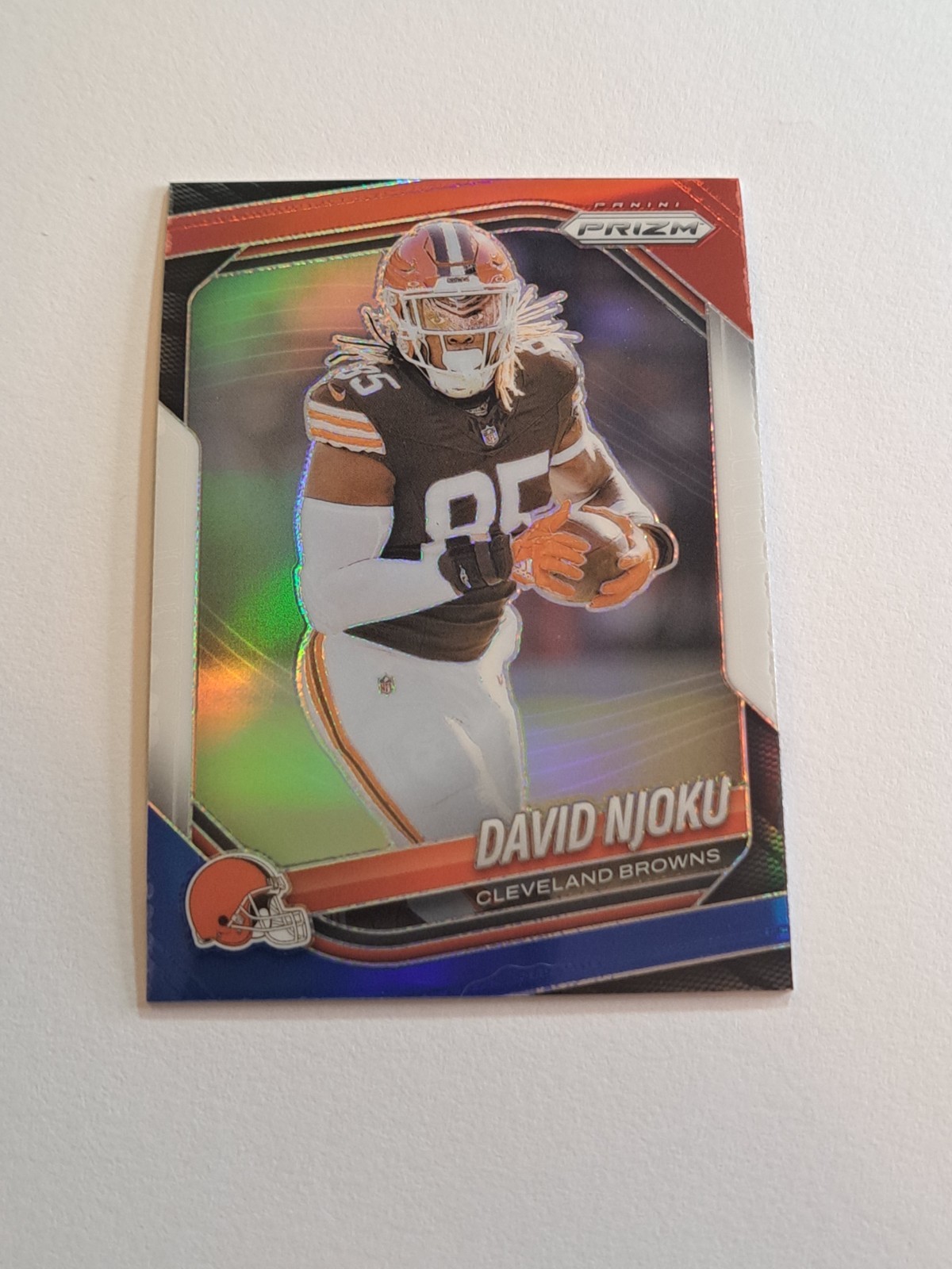 2025 Panini Prizm #155 David Njoku Red White and Blue Prizm 