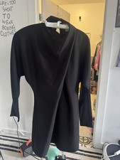 ZARA Black Draped Long-Sleeve Dress – Minimalist Evening Silhouette