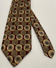 ROBERT TALBOTT Best of Class Tie Silk Maroon w/Gold Geographic Made in USA