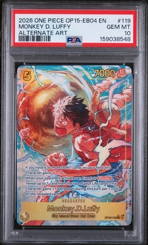 2026 ONE PIECE ADVENTURE ON KAMI'S ISLAND ALT ART #119 MONKEY D. LUFFY PSA 10