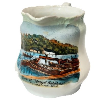 SAUGATUCK MICHIGAN MI Antique MOUNT BALDHEAD Souvenir China TRINKET CREAMER