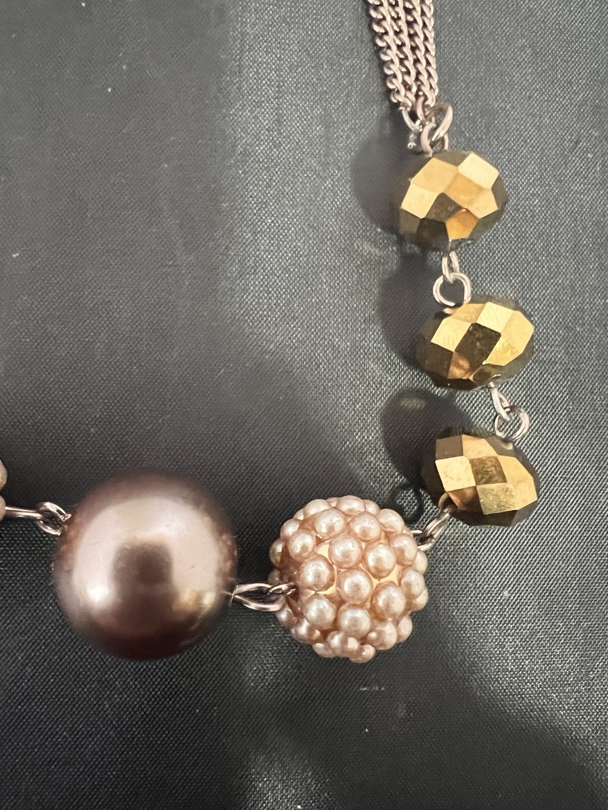 Rose Gold Tone Multi-Chain Statement Necklace Bro… - image 3