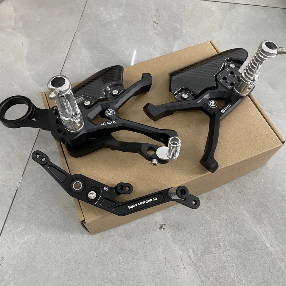 For BMW S1000RR M1000RR 2019–2025 Adjustable Carbon Fiber Rearset Foot Peg Kit - Image 2 of 4