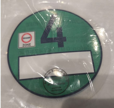 Grüne Umweltplakette, EURO 4, bedruckt, Fahrzeugschein nötig