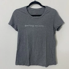 Laurie Felt Women’s Shirt XS Gray Good Things Are Coming Stitched Short Sleeve