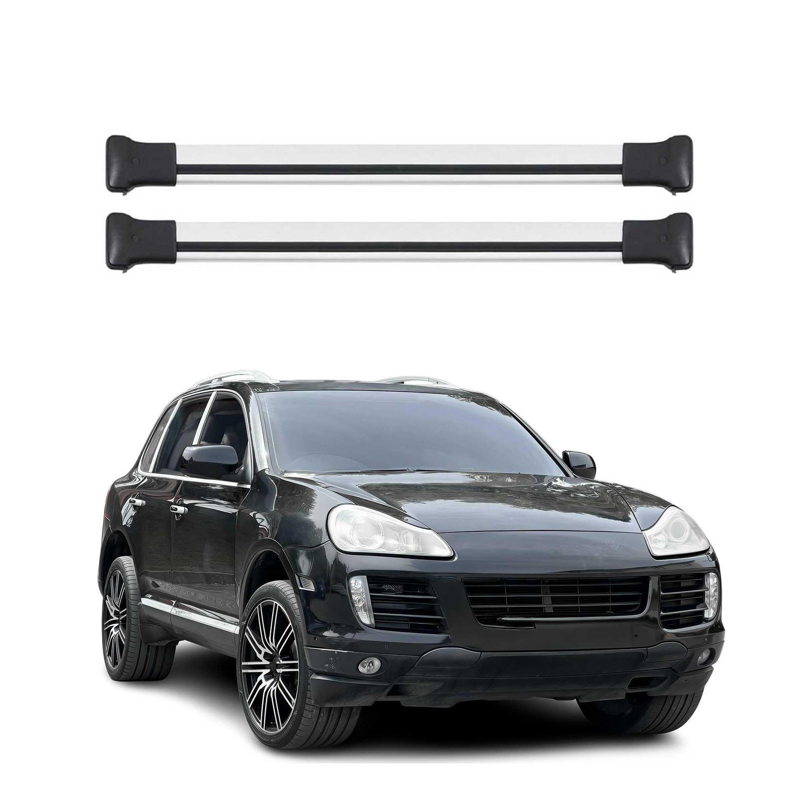 Barres de toit Porsche Cayenne 2003-2010 en aluminium gris profilé