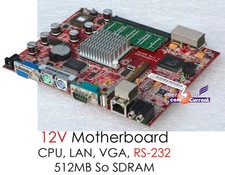 LEISE ! MOTHERBOARD 13x17 cm CPU VGA 3x USB 10/100 CF-CARD RS-232 12V A230+512MB