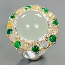 Handmade 18 ct Natural Aquamarine Ring 925 Sterling Silver Size 8 /R426220