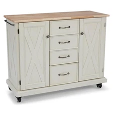 Homestyles Seaside Lodge Wood Kitchen Cart in Off White