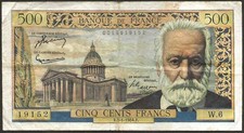 Frankreich 500 Francs Banknote Victor Hugo 07-10-1954 TB/TTB ! F.35.01