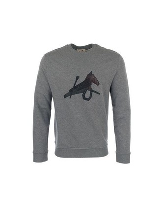 Hermes Pferdeleder-Patch Sweatshirt XL Grau 5HA0105 126947163 [U]