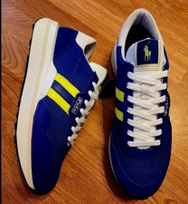 Polo Ralph Lauren Men  s Shoes Sz 10.5 Suede Leather Sneakers Blue Pony Logo