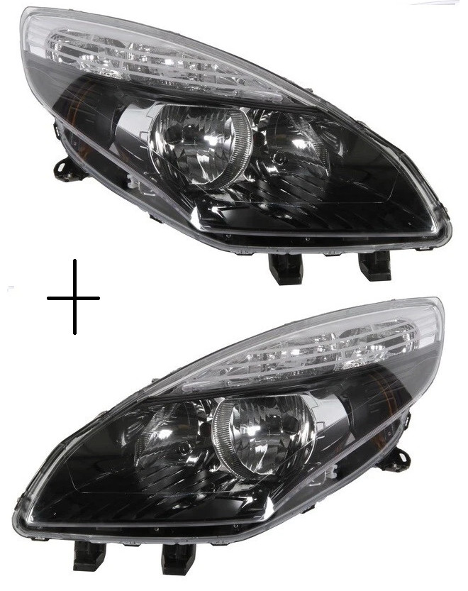 Optiques de phare électrique H7/H1 avec réglage de hauteur pour Grand Scenic III 2009-2012
