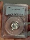 1942 Mercury Dime, 10c - Graded PCGS MS66