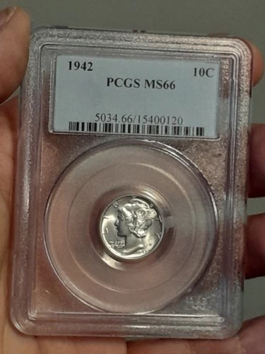 1942 Mercury Dime, 10c - Graded PCGS MS66