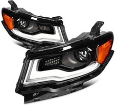 Pairset Hid Xenon Projector Headlights W Led Drl For Jeep Compass 2017-2021 Pairset Hid Xenon Projector Headlights W Led Drl For Jeep Compass 2017-2021