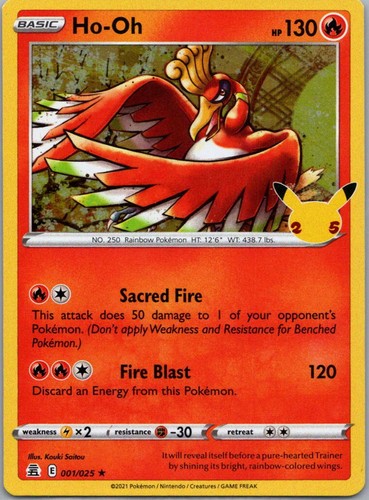 Pokemon TCG Ho-Oh 1/25 Celebrations Holo NM