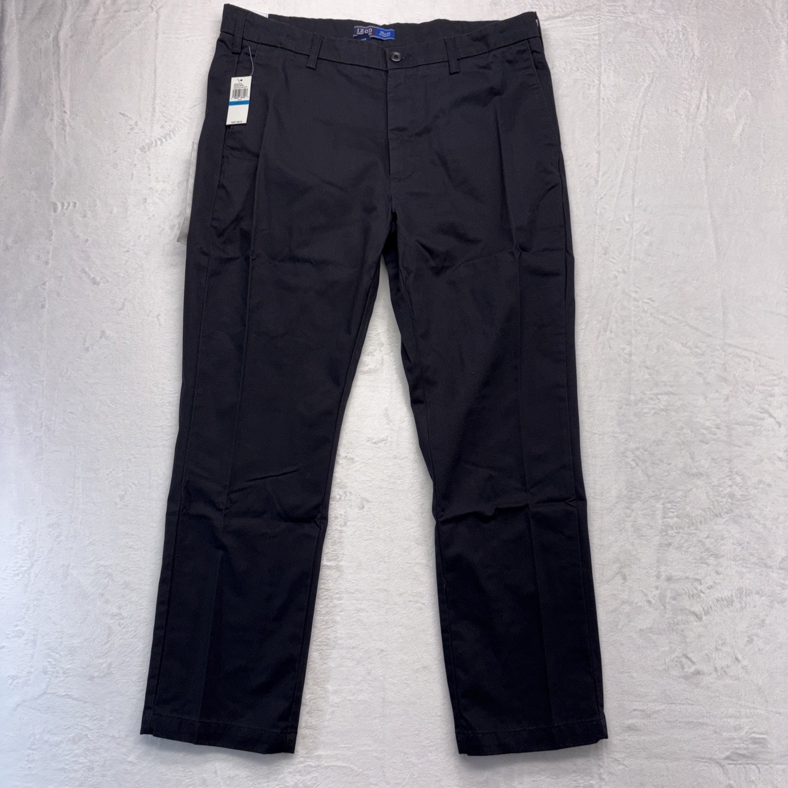 Izod Pants Men's 36W x 30L Black American Chino Flat Front Straight Fit NWT
