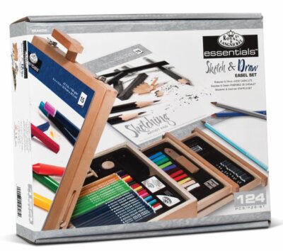 Royal & Langnickel 124 Piece Sketching and Drawing Easel Artist Set Storage Box