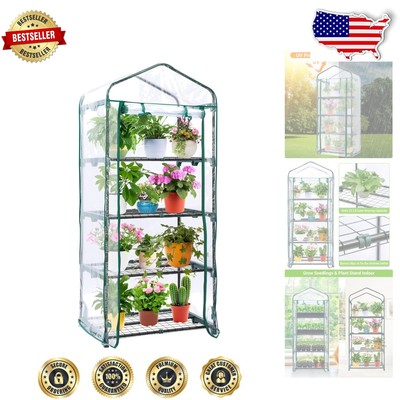Portable Mini Greenhouse with 4-Tier Shelves for Indoor & Outdoor Plant Care
